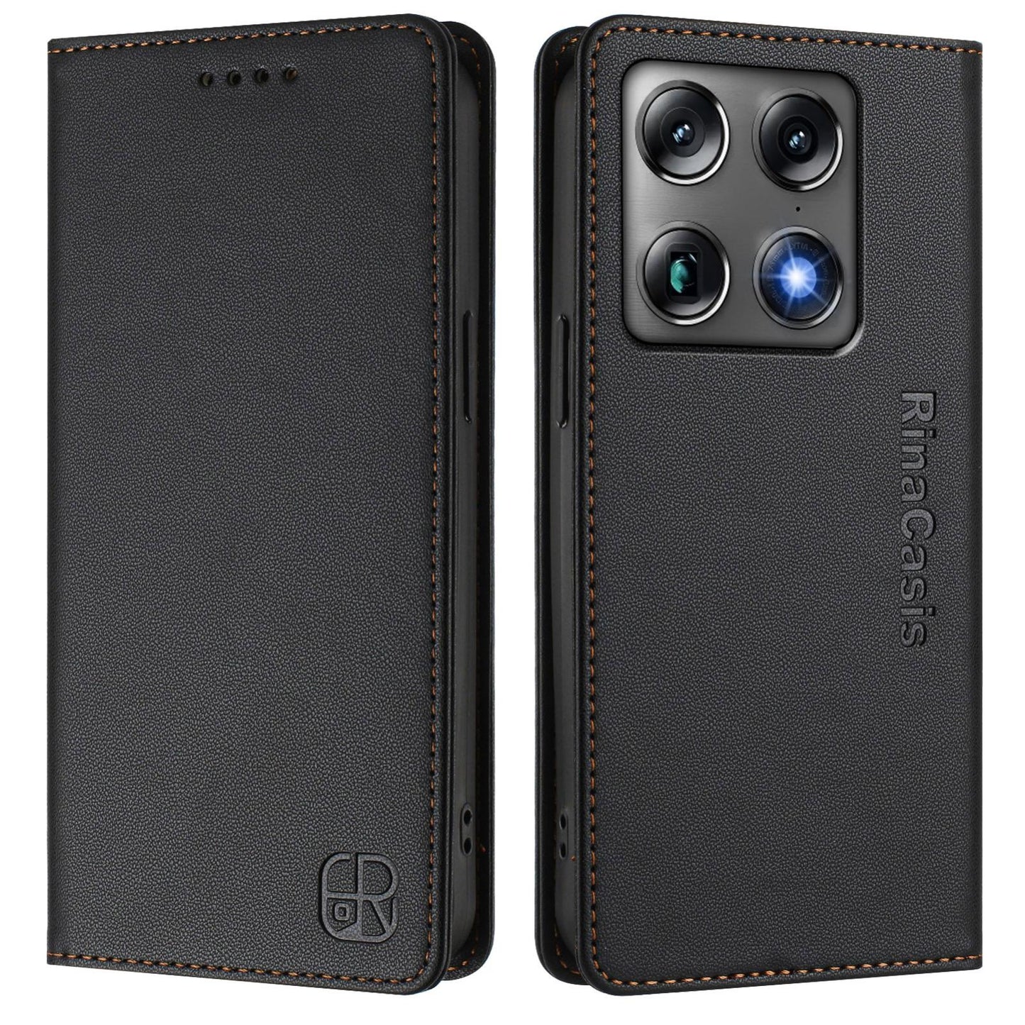 Motorola Signature 5G Dual-Folded Magnetic Suction RFID Blocking PU Leather Wallet Phone Case with Card Slots, Cash Pocket, Kickstand, Full Protective Flip Cover