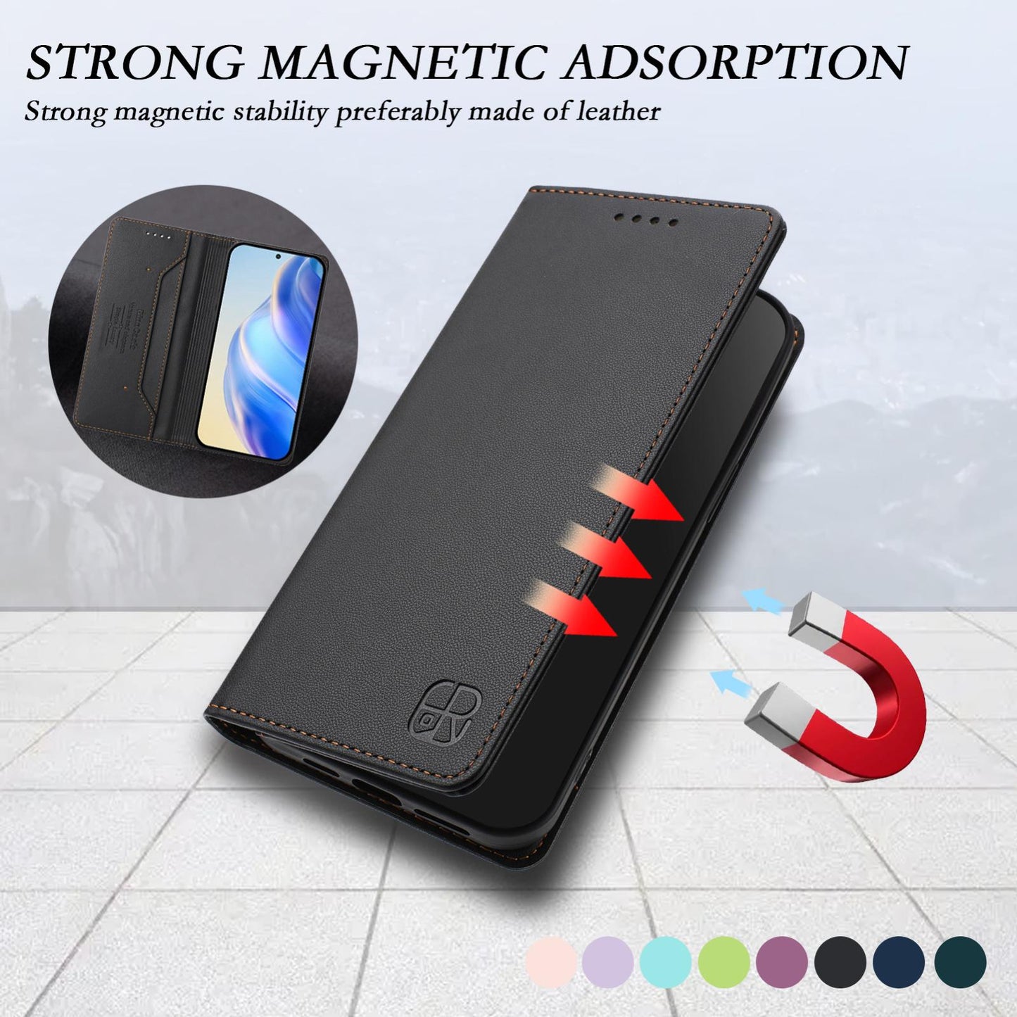 Motorola Signature 5G Dual-Folded Magnetic Suction RFID Blocking PU Leather Wallet Phone Case with Card Slots, Cash Pocket, Kickstand, Full Protective Flip Cover