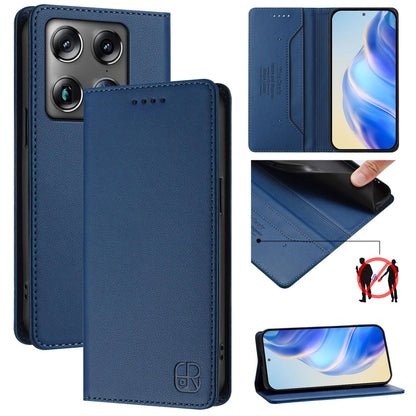 Motorola Signature 5G Dual-Folded Magnetic Suction RFID Blocking PU Leather Wallet Phone Case with Card Slots, Cash Pocket, Kickstand, Full Protective Flip Cover
