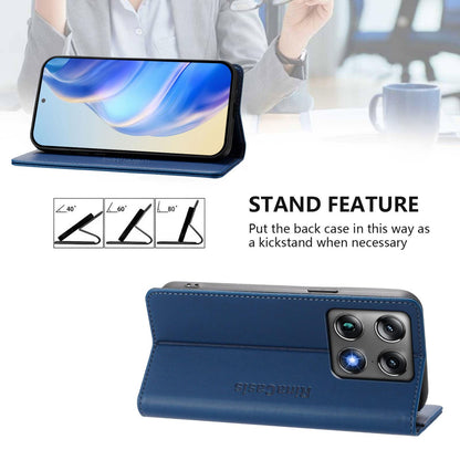 Motorola Signature 5G Dual-Folded Magnetic Suction RFID Blocking PU Leather Wallet Phone Case with Card Slots, Cash Pocket, Kickstand, Full Protective Flip Cover