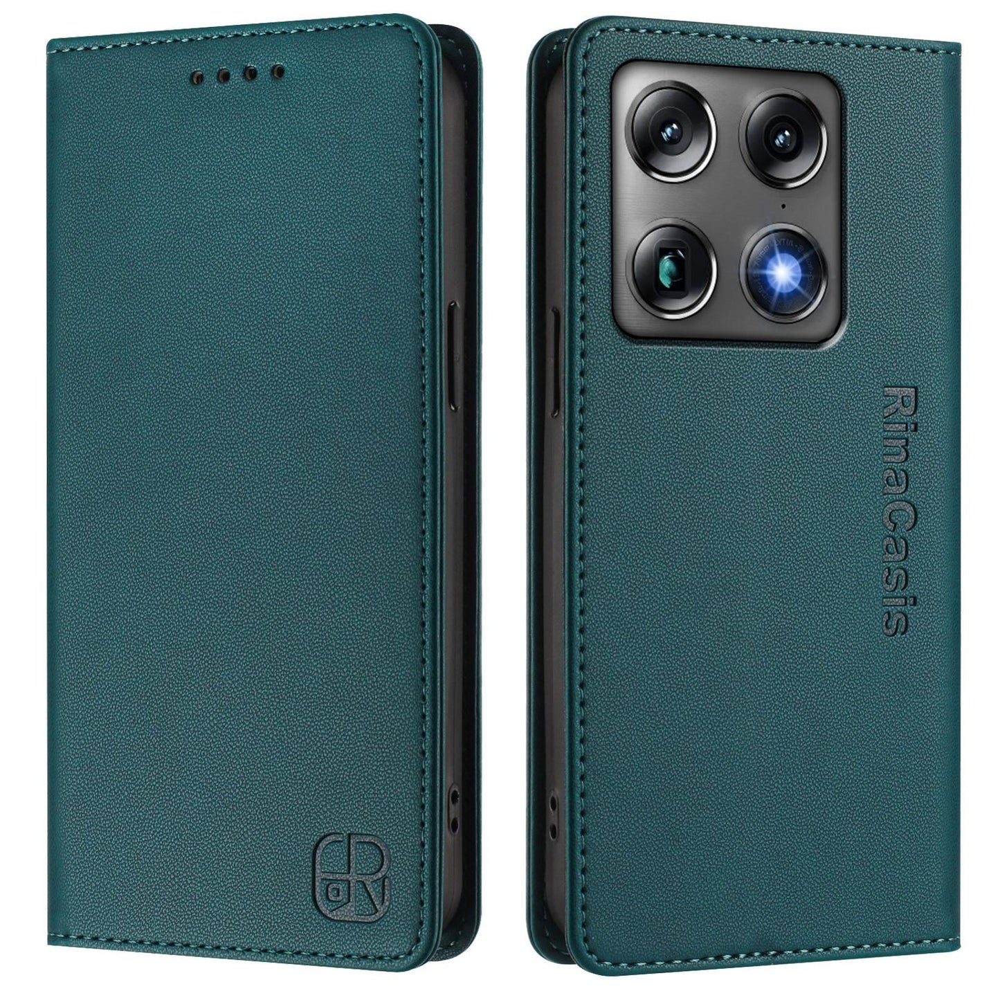 Motorola Signature 5G Dual-Folded Magnetic Suction RFID Blocking PU Leather Wallet Phone Case with Card Slots, Cash Pocket, Kickstand, Full Protective Flip Cover
