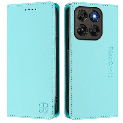 Motorola Moto G77 5G Dual-Folded Magnetic Suction RFID Blocking PU Leather Wallet Phone Case with Card Slots, Cash Pocket, Kickstand, Full Protective Flip Cover
