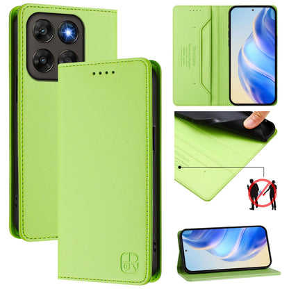 Motorola Moto G87 Dual-Folded Magnetic Suction RFID Blocking PU Leather Wallet Phone Case with Card Slots, Cash Pocket, Kickstand, Full Protective Flip Cover
