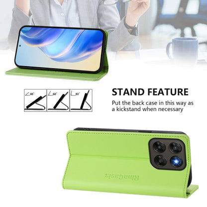 Motorola Moto G77 5G Dual-Folded Magnetic Suction RFID Blocking PU Leather Wallet Phone Case with Card Slots, Cash Pocket, Kickstand, Full Protective Flip Cover