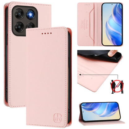 Motorola Moto G67 5G Dual-Folded Magnetic Suction RFID Blocking PU Leather Wallet Phone Case with Card Slots, Cash Pocket, Kickstand, Full Protective Flip Cover
