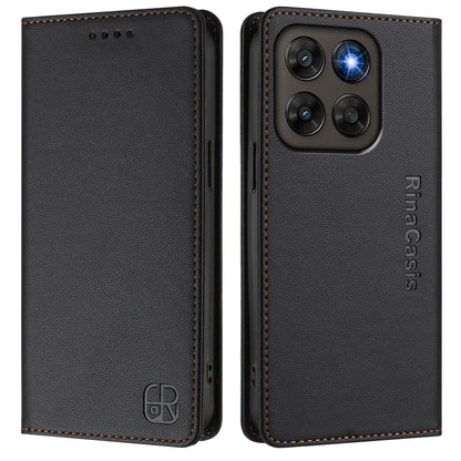Motorola Moto G77 5G Dual-Folded Magnetic Suction RFID Blocking PU Leather Wallet Phone Case with Card Slots, Cash Pocket, Kickstand, Full Protective Flip Cover