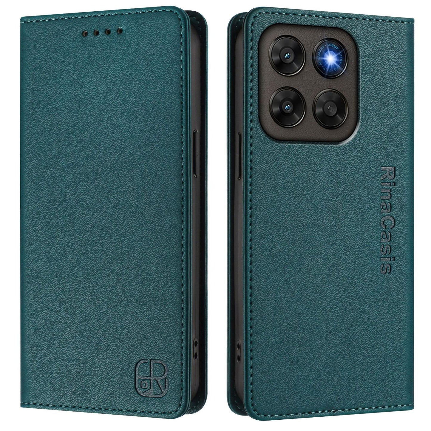 Motorola Moto G87 Dual-Folded Magnetic Suction RFID Blocking PU Leather Wallet Phone Case with Card Slots, Cash Pocket, Kickstand, Full Protective Flip Cover