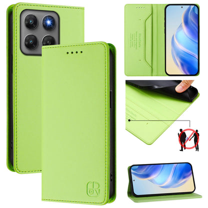 Motorola Moto G37 Power 5G Dual-Folded Magnetic Suction RFID Blocking PU Leather Wallet Phone Case with Card Slots, Cash Pocket, Kickstand, Full Protective Flip Cover