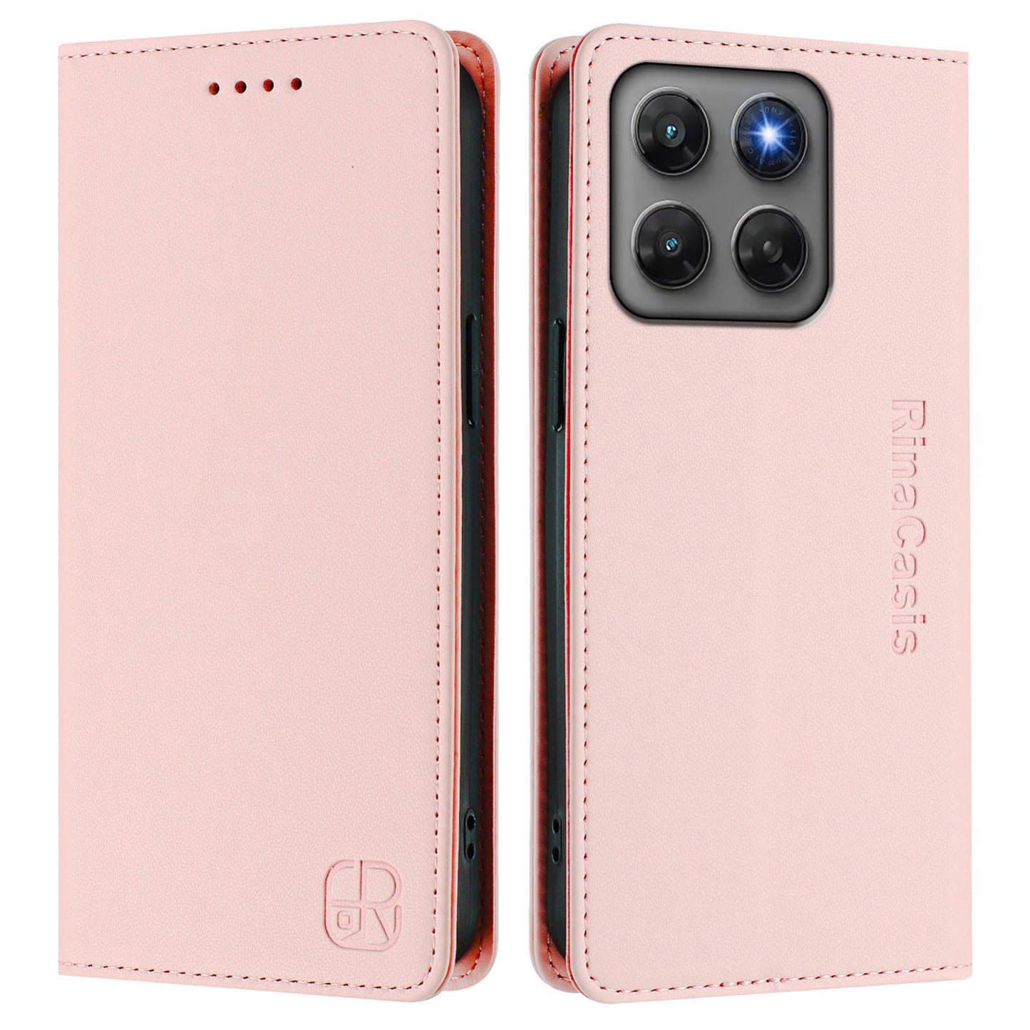 Motorola Moto G37 Power 5G Dual-Folded Magnetic Suction RFID Blocking PU Leather Wallet Phone Case with Card Slots, Cash Pocket, Kickstand, Full Protective Flip Cover