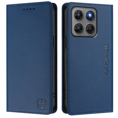 Motorola Moto G47 Dual-Folded Magnetic Suction RFID Blocking PU Leather Wallet Phone Case with Card Slots, Cash Pocket, Kickstand, Full Protective Flip Cover