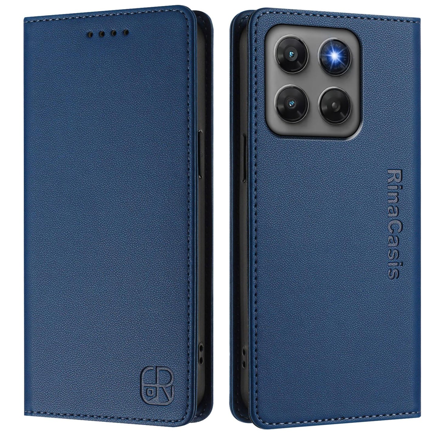 Motorola Moto G37 Power 5G Dual-Folded Magnetic Suction RFID Blocking PU Leather Wallet Phone Case with Card Slots, Cash Pocket, Kickstand, Full Protective Flip Cover