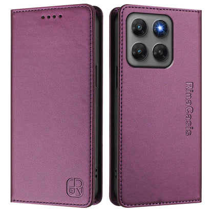 Motorola Moto G47 Dual-Folded Magnetic Suction RFID Blocking PU Leather Wallet Phone Case with Card Slots, Cash Pocket, Kickstand, Full Protective Flip Cover