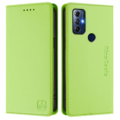 Motorola Moto G Pure Dual-Folded Magnetic Suction RFID Blocking PU Leather Wallet Phone Case with Card Slots, Cash Pocket, Kickstand, Full Protective Flip Cover