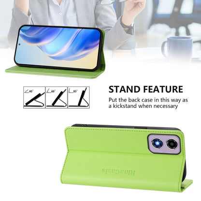 Motorola Moto E14 Dual-Folded Magnetic Suction RFID Blocking PU Leather Wallet Phone Case with Card Slots, Cash Pocket, Kickstand, Full Protective Flip Cover