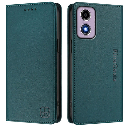 Motorola Moto G04 Dual-Folded Magnetic Suction RFID Blocking PU Leather Wallet Phone Case with Card Slots, Cash Pocket, Kickstand, Full Protective Flip Cover