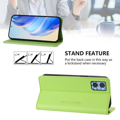 Motorola Moto E22 Dual-Folded Magnetic Suction RFID Blocking PU Leather Wallet Phone Case with Card Slots, Cash Pocket, Kickstand, Full Protective Flip Cover