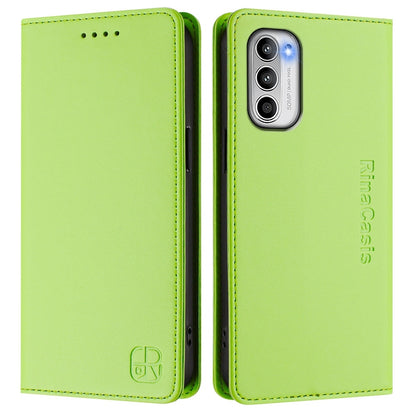 Motorola Moto G 5G 2022 Dual-Folded Magnetic Suction RFID Blocking PU Leather Wallet Phone Case with Card Slots, Cash Pocket, Kickstand, Full Protective Flip Cover