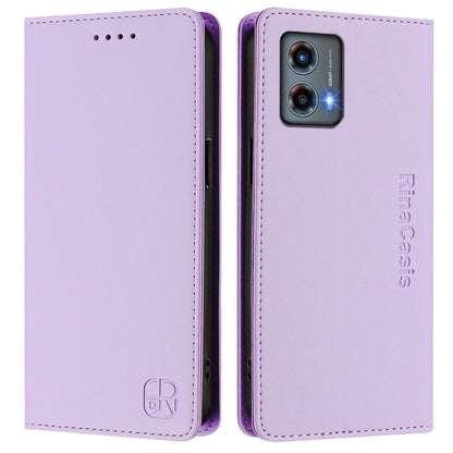 Motorola Moto G 5G 2023 Dual-Folded Magnetic Suction RFID Blocking PU Leather Wallet Phone Case with Card Slots, Cash Pocket, Kickstand, Full Protective Flip Cover