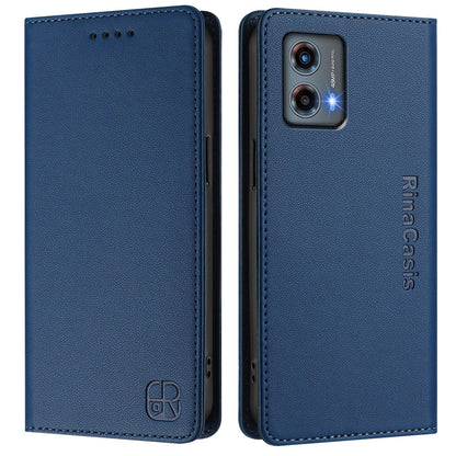 Motorola Moto G 5G 2023 Dual-Folded Magnetic Suction RFID Blocking PU Leather Wallet Phone Case with Card Slots, Cash Pocket, Kickstand, Full Protective Flip Cover