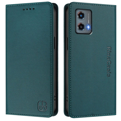 Motorola Moto G 5G 2023 Dual-Folded Magnetic Suction RFID Blocking PU Leather Wallet Phone Case with Card Slots, Cash Pocket, Kickstand, Full Protective Flip Cover