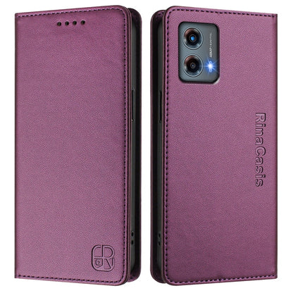 Motorola Moto G 5G 2023 Dual-Folded Magnetic Suction RFID Blocking PU Leather Wallet Phone Case with Card Slots, Cash Pocket, Kickstand, Full Protective Flip Cover