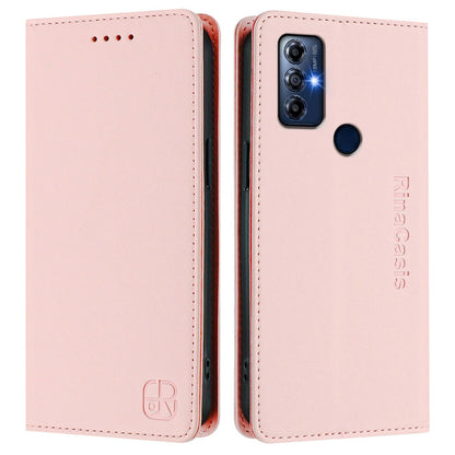 Motorola Moto G Play 2022 Dual-Folded Magnetic Suction RFID Blocking PU Leather Wallet Phone Case with Card Slots, Cash Pocket, Kickstand, Full Protective Flip Cover
