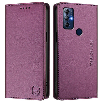 Motorola Moto G Play 2022 Dual-Folded Magnetic Suction RFID Blocking PU Leather Wallet Phone Case with Card Slots, Cash Pocket, Kickstand, Full Protective Flip Cover