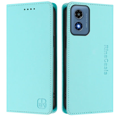 Motorola Moto G Play 2024 Dual-Folded Magnetic Suction RFID Blocking PU Leather Wallet Phone Case with Card Slots, Cash Pocket, Kickstand, Full Protective Flip Cover