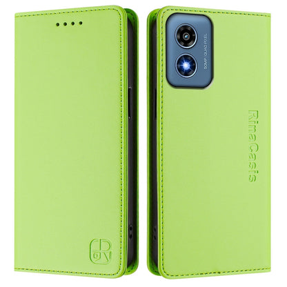 Motorola Moto G 5G 2024 Dual-Folded Magnetic Suction RFID Blocking PU Leather Wallet Phone Case with Card Slots, Cash Pocket, Kickstand, Full Protective Flip Cover