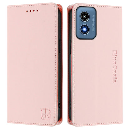 Motorola Moto G Play 2024 Dual-Folded Magnetic Suction RFID Blocking PU Leather Wallet Phone Case with Card Slots, Cash Pocket, Kickstand, Full Protective Flip Cover
