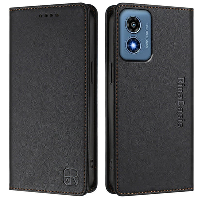Motorola Moto G 5G 2024 Dual-Folded Magnetic Suction RFID Blocking PU Leather Wallet Phone Case with Card Slots, Cash Pocket, Kickstand, Full Protective Flip Cover