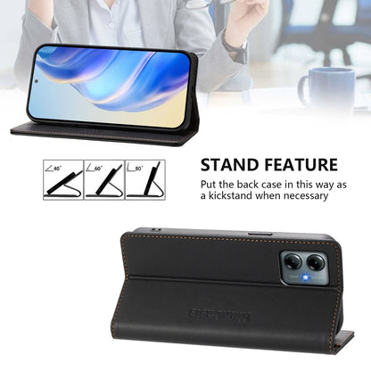 Motorola Moto G Power 2025 Dual-Folded Magnetic Suction RFID Blocking PU Leather Wallet Phone Case with Card Slots, Cash Pocket, Kickstand, Full Protective Flip Cover