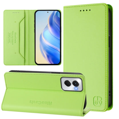 Motorola Moto G Power 5G 2024 Dual-Folded Magnetic Suction RFID Blocking PU Leather Wallet Phone Case with Card Slots, Cash Pocket, Kickstand, Full Protective Flip Cover