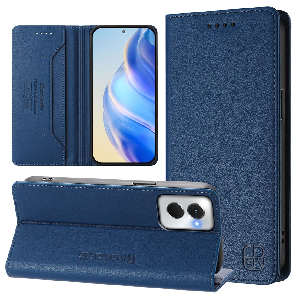 Motorola Moto G Power 5G 2024 Dual-Folded Magnetic Suction RFID Blocking PU Leather Wallet Phone Case with Card Slots, Cash Pocket, Kickstand, Full Protective Flip Cover