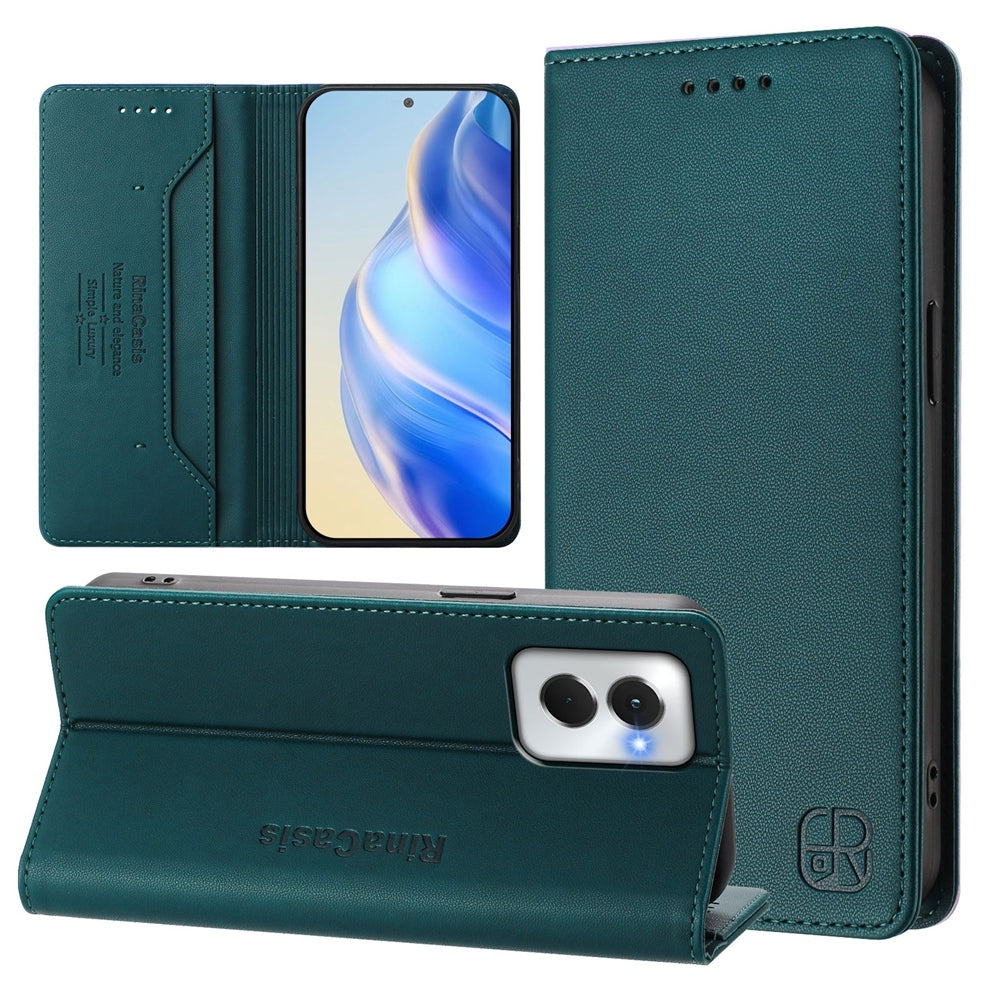 Motorola Moto G Power 5G 2024 Dual-Folded Magnetic Suction RFID Blocking PU Leather Wallet Phone Case with Card Slots, Cash Pocket, Kickstand, Full Protective Flip Cover