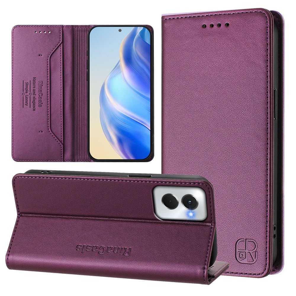 Motorola Moto G Power 5G 2024 Dual-Folded Magnetic Suction RFID Blocking PU Leather Wallet Phone Case with Card Slots, Cash Pocket, Kickstand, Full Protective Flip Cover