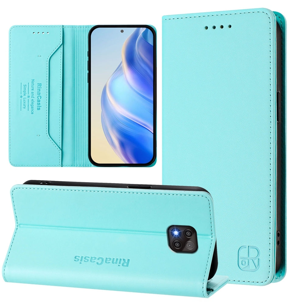 Motorola Moto G Power 2021 Dual-Folded Magnetic Suction RFID Blocking PU Leather Wallet Phone Case with Card Slots, Cash Pocket, Kickstand, Full Protective Flip Cover