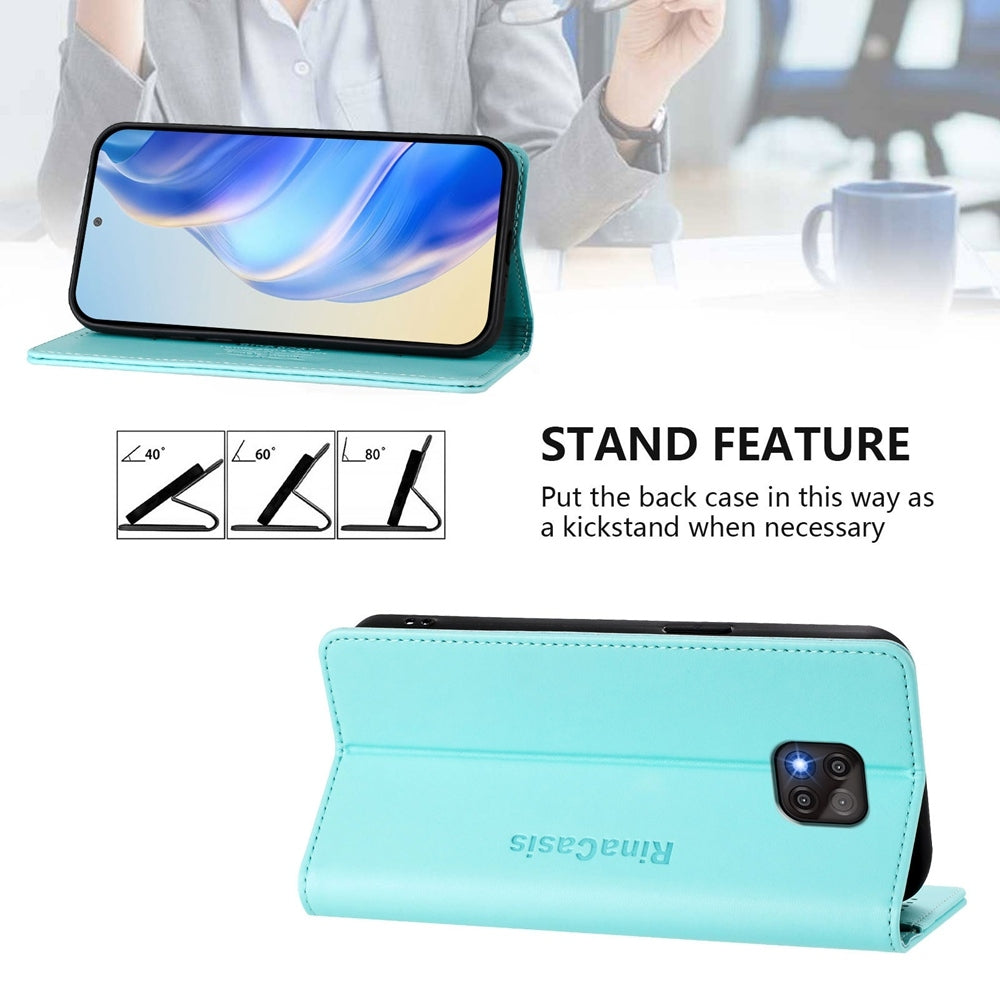 Motorola Moto G Power 2021 Dual-Folded Magnetic Suction RFID Blocking PU Leather Wallet Phone Case with Card Slots, Cash Pocket, Kickstand, Full Protective Flip Cover