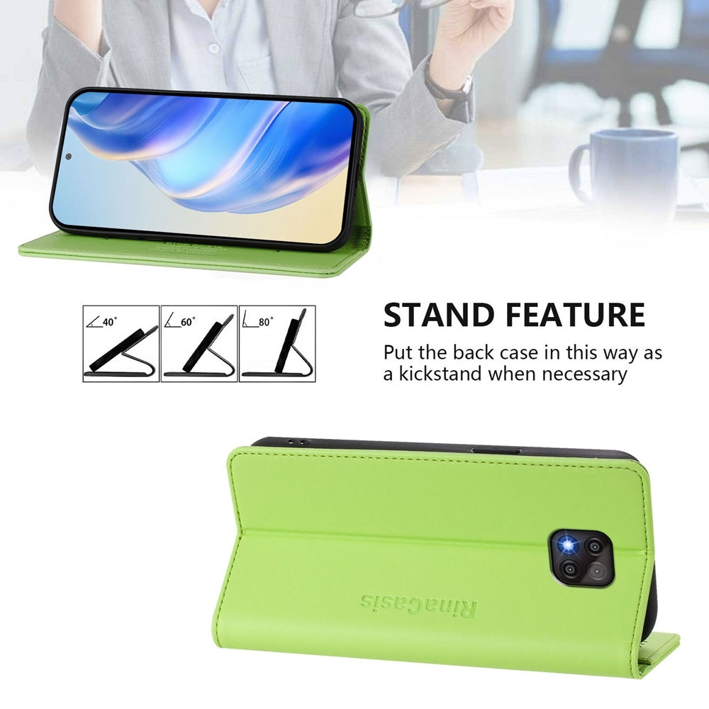 Motorola Moto G Power 2021 Dual-Folded Magnetic Suction RFID Blocking PU Leather Wallet Phone Case with Card Slots, Cash Pocket, Kickstand, Full Protective Flip Cover