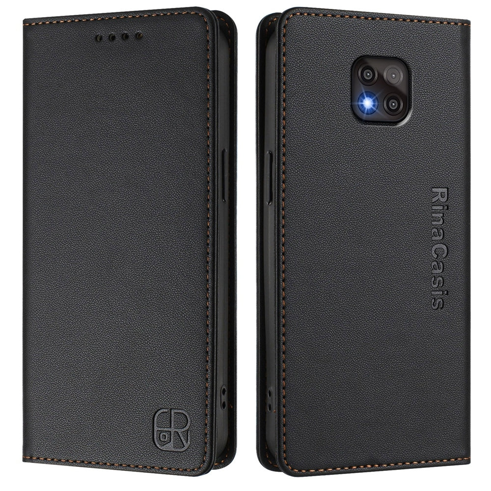 Motorola Moto G Power 2021 Dual-Folded Magnetic Suction RFID Blocking PU Leather Wallet Phone Case with Card Slots, Cash Pocket, Kickstand, Full Protective Flip Cover