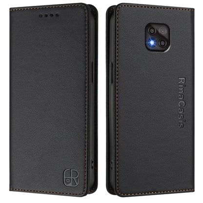 Motorola Moto G Power 2021 Dual-Folded Magnetic Suction RFID Blocking PU Leather Wallet Phone Case with Card Slots, Cash Pocket, Kickstand, Full Protective Flip Cover