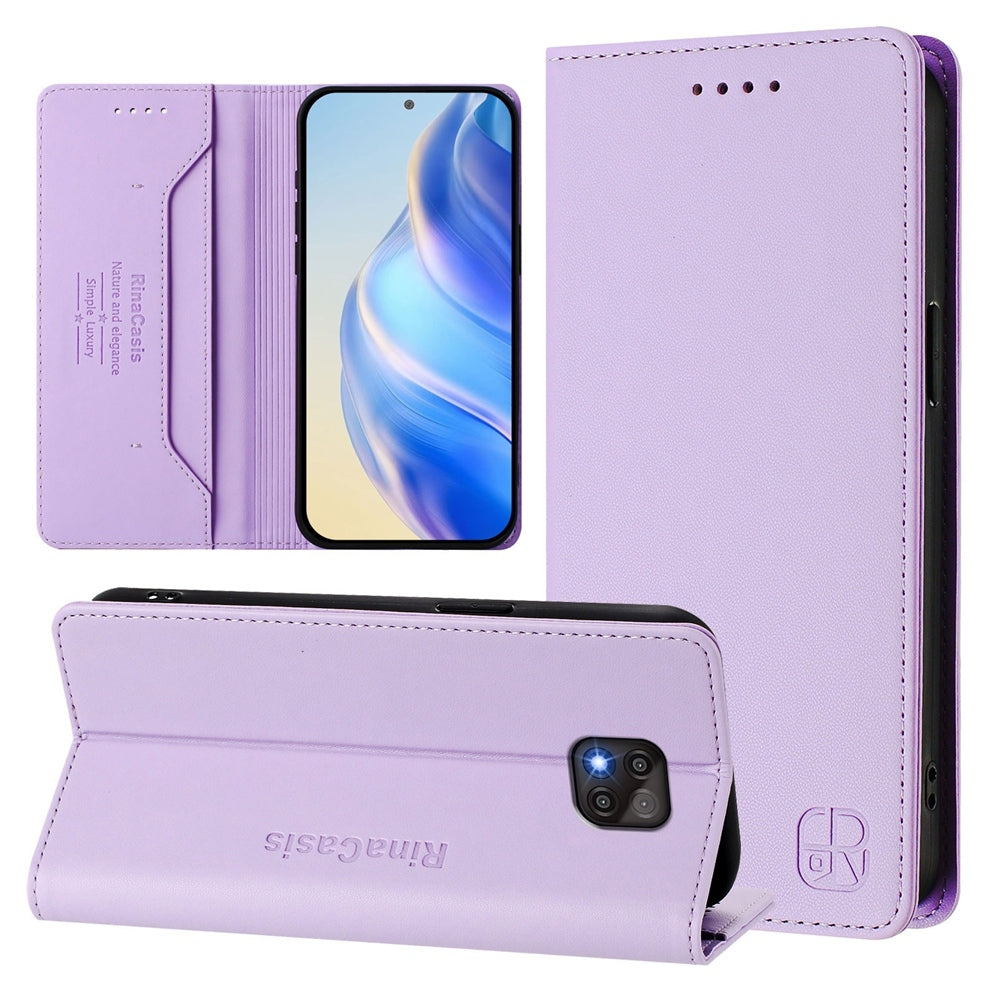 Motorola Moto G Power 2021 Dual-Folded Magnetic Suction RFID Blocking PU Leather Wallet Phone Case with Card Slots, Cash Pocket, Kickstand, Full Protective Flip Cover