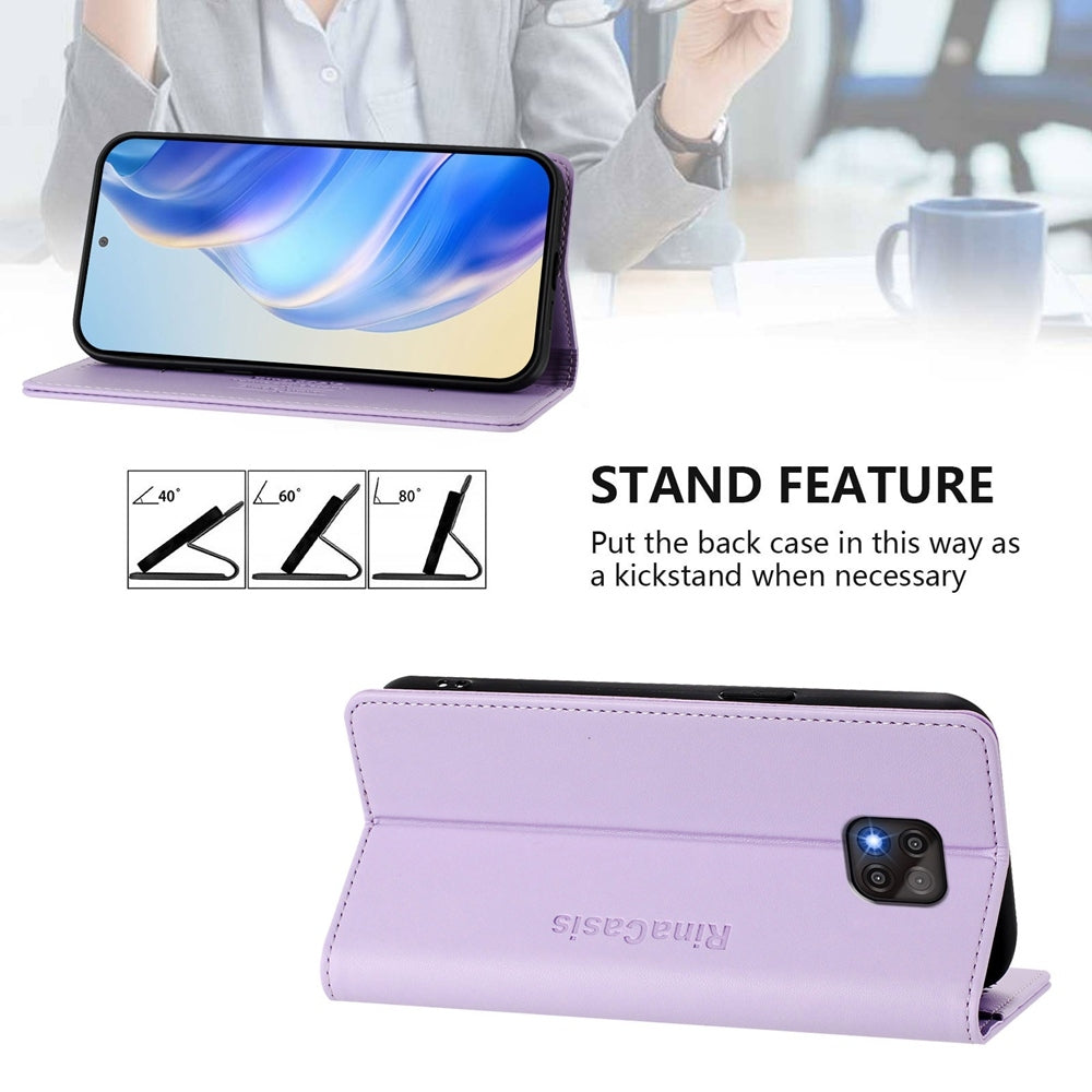 Motorola Moto G Power 2021 Dual-Folded Magnetic Suction RFID Blocking PU Leather Wallet Phone Case with Card Slots, Cash Pocket, Kickstand, Full Protective Flip Cover