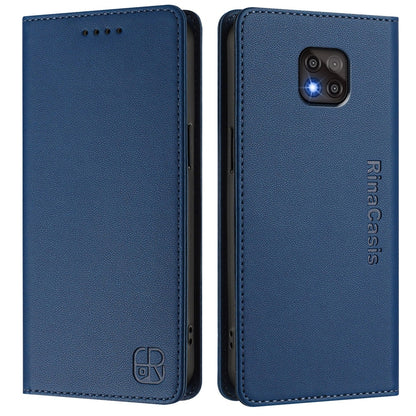 Motorola Moto G Power 2021 Dual-Folded Magnetic Suction RFID Blocking PU Leather Wallet Phone Case with Card Slots, Cash Pocket, Kickstand, Full Protective Flip Cover