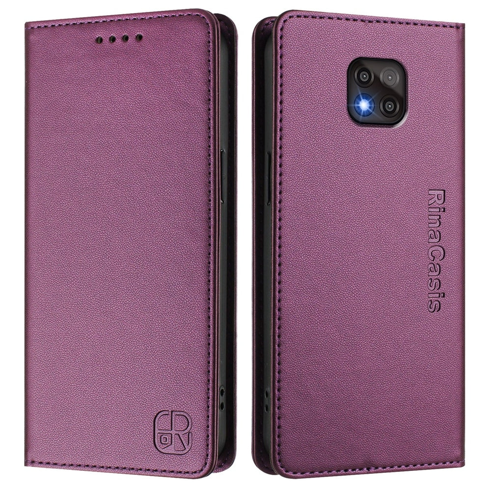 Motorola Moto G Power 2021 Dual-Folded Magnetic Suction RFID Blocking PU Leather Wallet Phone Case with Card Slots, Cash Pocket, Kickstand, Full Protective Flip Cover