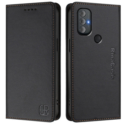 Motorola Moto G Power 2022 Dual-Folded Magnetic Suction RFID Blocking PU Leather Wallet Phone Case with Card Slots, Cash Pocket, Kickstand, Full Protective Flip Cover