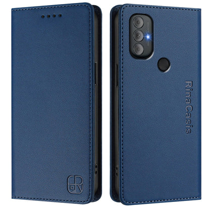 Motorola Moto G Power 2022 Dual-Folded Magnetic Suction RFID Blocking PU Leather Wallet Phone Case with Card Slots, Cash Pocket, Kickstand, Full Protective Flip Cover
