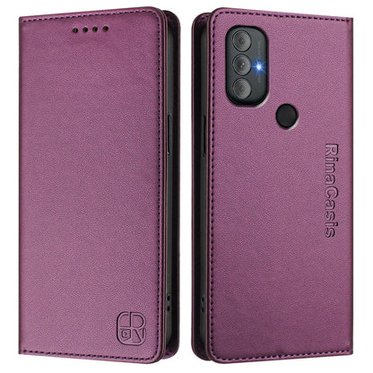 Motorola Moto G Power 2022 Dual-Folded Magnetic Suction RFID Blocking PU Leather Wallet Phone Case with Card Slots, Cash Pocket, Kickstand, Full Protective Flip Cover