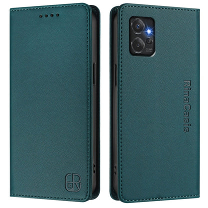 Motorola Moto G Power 2023 Dual-Folded Magnetic Suction RFID Blocking PU Leather Wallet Phone Case with Card Slots, Cash Pocket, Kickstand, Full Protective Flip Cover