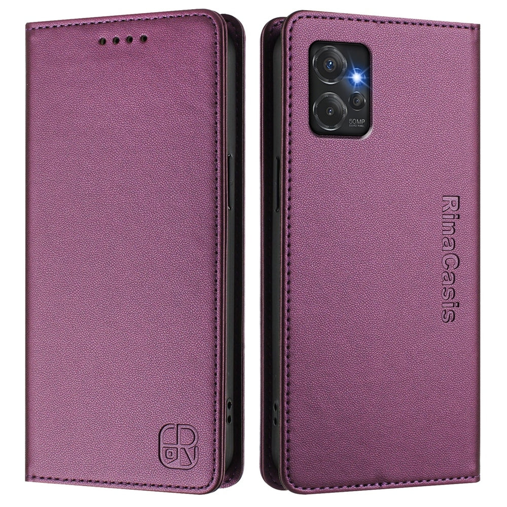 Motorola Moto G Power 2023 Dual-Folded Magnetic Suction RFID Blocking PU Leather Wallet Phone Case with Card Slots, Cash Pocket, Kickstand, Full Protective Flip Cover